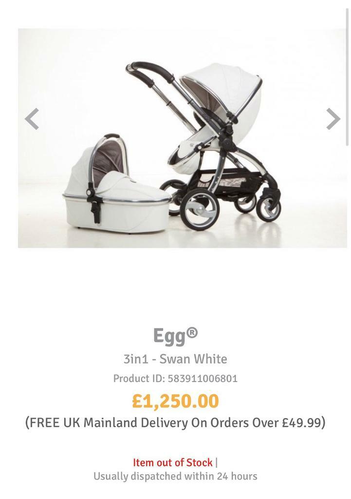 swan white egg pram